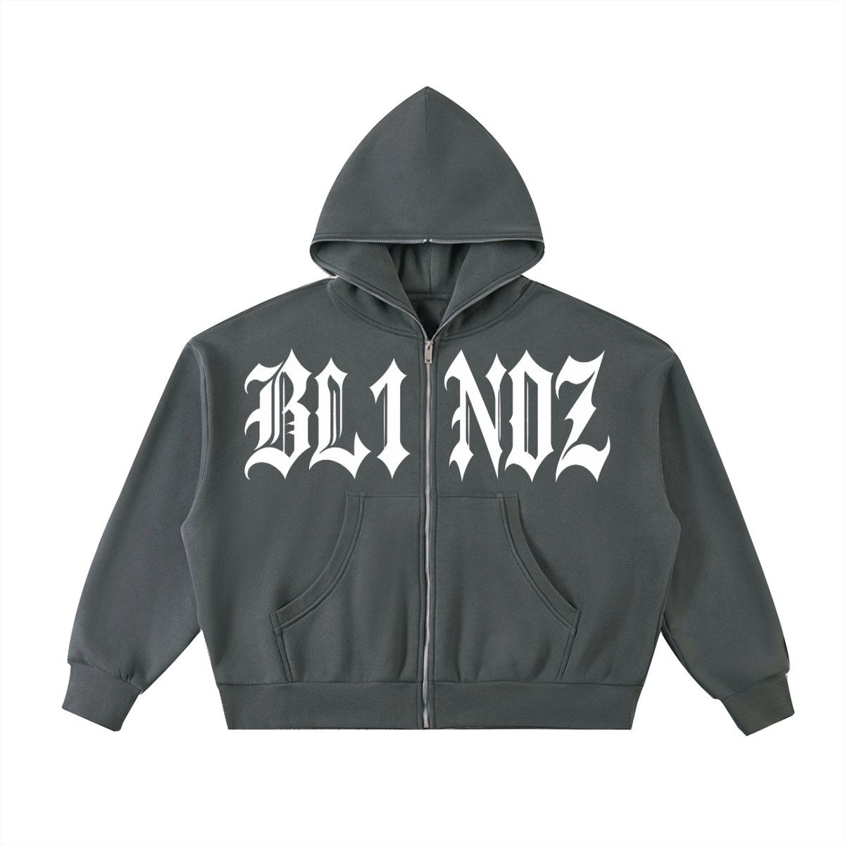 Fleeced Full-Zip Boxy Hoodie